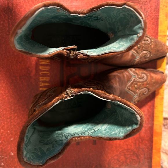 Corral Women's Brown Embroidered and Studded Snip Toe Bootie - Picture 5 of 6